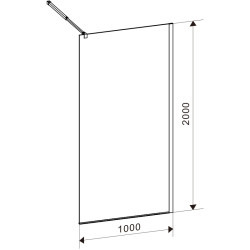 ŚCIANKA PRYSZNICOWA SH07D CZARNA 100 CM 8 MM SH07D-BL-100