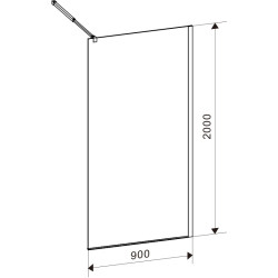 ŚCIANKA PRYSZNICOWA SH07C ZŁOTA 90 CM 8 MM SH07C-GL-90