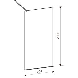 ŚCIANKA PRYSZNICOWA SH07C CZARNA 90 CM 8 MM SH07C-BL-90