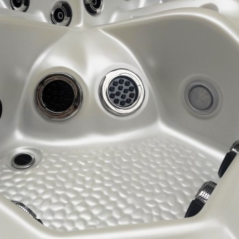 JACUZZI OGRODOWE WANNA SPA345 220x220 biała perła obudowa szara deska
