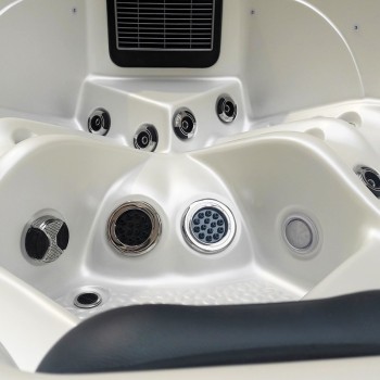 JACUZZI OGRODOWE WANNA SPA345 220x220 biała perła obudowa szara deska