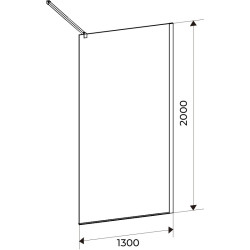 ŚCIANKA PRYSZNICOWA SH05G CZARNA 130 CM 8 MM SH05G-BL-130