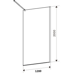 ŚCIANKA PRYSZNICOWA SH05F CZARNA 120 CM 8 MM SH05F-BL-120
