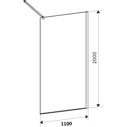 ŚCIANKA PRYSZNICOWA SH05E CZARNA 110 CM 8 MM SH05E-BL-110