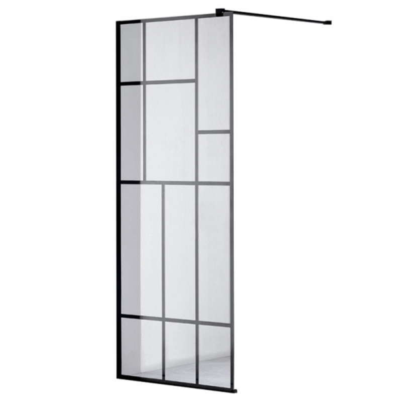 ŚCIANKA PRYSZNICOWA SH05D CZARNA 100 CM 8 MM SH05D-BL-100