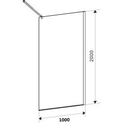 ŚCIANKA PRYSZNICOWA SH05D CZARNA 100 CM 8 MM SH05D-BL-100