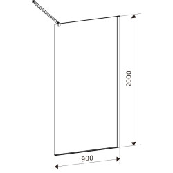 ŚCIANKA PRYSZNICOWA SH05C CZARNA 90 CM 8MM SH05C-BL-90