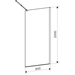 ŚCIANKA PRYSZNICOWA SH05B CZARNA 80 CM 8 MM SH05B-BL-80