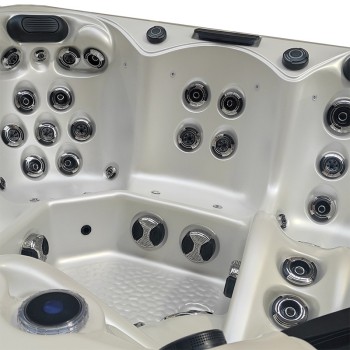 JACUZZI OGRODOWE WANNA SPA345 220x220 biała perła obudowa szara deska