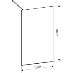 ŚCIANKA PRYSZNICOWA SH04F CZARNA 120 CM 8 MM SH04F-BL-120