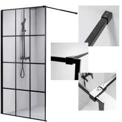 ŚCIANKA PRYSZNICOWA SH04F CZARNA 120 CM 8 MM SH04F-BL-120