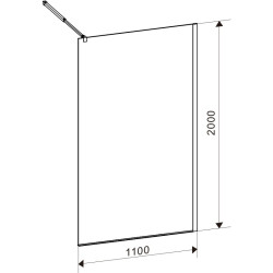 ŚCIANKA PRYSZNICOWA SH04E CZARNA 110 CM 8 MM SH04E-BL-110