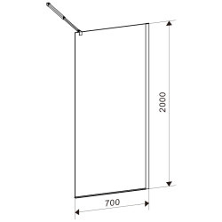 ŚCIANKA PRYSZNICOWA SH04A CZARNA 70 CM 8 MM SH04A-BL-70