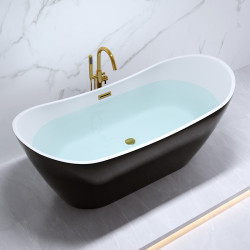 Wanna wolnostojąca CZARNA 160x75 cm RICA 513B AKRYL ZŁOTY PRZELEW GOLD RICA-513B-BL-P-GL