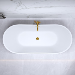 Wanna wolnostojąca CZARNA 160x75 cm RICA 513B AKRYL ZŁOTY PRZELEW GOLD RICA-513B-BL-P-GL