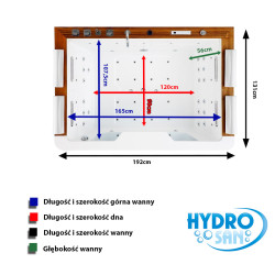 WANNA Z HYDROMASAŻEM ZEFIR 934 BIAŁA CZARNA DESKA 192x131 CM ZEFIR-934-BL
