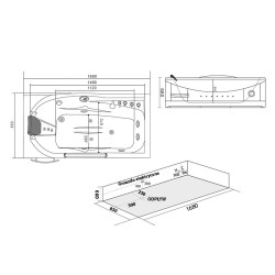 WANNA Z HYDROMASAŻEM Z PODGRZEWACZEM RAMZES 634H BIAŁA 168x85 CM RAMZES-634H-168X85