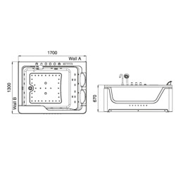 WANNA Z HYDROMASAŻEM TUGELA 913 CZARNA 170x130 CM TUGELA-913-BL