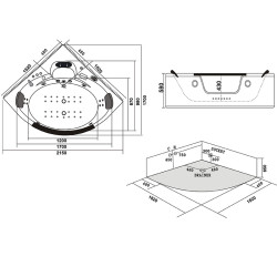 WANNA Z HYDROMASAŻEM TIGA 604 BIAŁA 152x152 CM TIGA-604-152