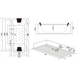 WANNA Z HYDROMASAŻEM RAMONA 640 BIAŁA 180x90 CM RAMONA-640-180X90