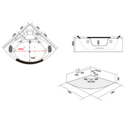WANNA Z HYDROMASAŻEM ORINO 632CH 135x135 CM ORINO-632CH-135