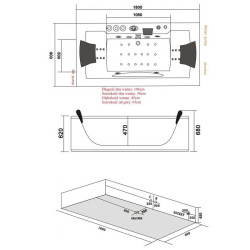 WANNA Z HYDROMASAŻEM LEVANTE 659 BIAŁA 180x90 CM LEVANTE-659-180X90