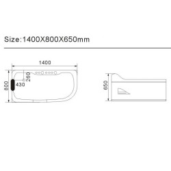 WANNA Z HYDROMASAŻEM LEMUR 796R PRAWY BIAŁA 140x80 CM LEMUR-796R-140