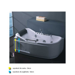 WANNA Z HYDROMASAŻEM LEMUR 796R PRAWY BIAŁA 140x80 CM LEMUR-796R-140
