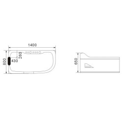 WANNA Z HYDROMASAŻEM LEMUR 796L LEWY BIAŁA 140x80 CM LEMUR-796L-140