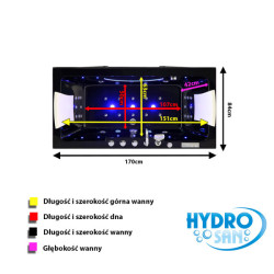 WANNA Z HYDROMASAŻEM IRIS 933C CZARNA FALA 170x84 CM IRIS-933C-BL-W