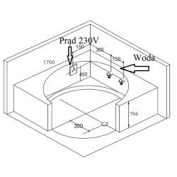 WANNA Z HYDROMASAŻEM DELLA 916 Z OBUDOWĄ BRĄZOWĄ 170x170 CM DELLA-916-170-OBU-BR
