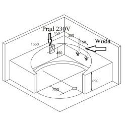 WANNA Z HYDROMASAŻEM DELLA 916 Z OBUDOWĄ BRĄZOWĄ 155x155 CM DELLA-916-155-OBU-BR