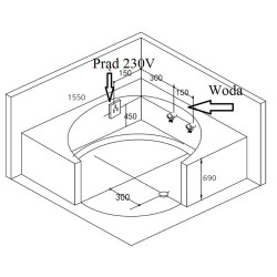 WANNA Z HYDROMASAŻEM DELLA 916 Z OBUDOWĄ 155x155 CM DELLA-916-155-OBUD