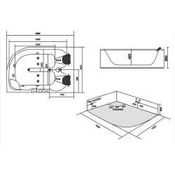 WANNA Z HYDROMASAŻEM CARMEN 631R PRAWA BIAŁA 180x120 CM CARMEN-631-R-180X120