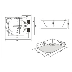 WANNA Z HYDROMASAŻEM CARMEN 631L LEWA BIAŁA 180x120 CM CARMEN-631-L-180X120