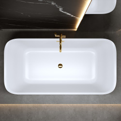 WANNA WOLNOSTOJĄCA VIANA 511B BIAŁA PRZELEW ZŁOTY 160x80 CM VIANA-511B-P-GL