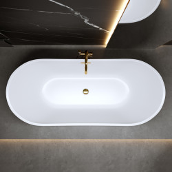 WANNA WOLNOSTOJĄCA RICA 513D BIAŁA PRZELEW ZŁOTA 180x80 CM RICA-513D-P-GL