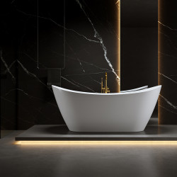 WANNA WOLNOSTOJĄCA RICA 513D BIAŁA PRZELEW ZŁOTA 180x80 CM RICA-513D-P-GL