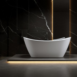 WANNA WOLNOSTOJĄCA RICA 513D BIAŁA PRZELEW CZARNY 180x80 CM RICA-513D-P-BL