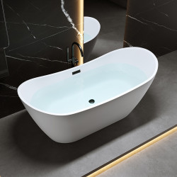 WANNA WOLNOSTOJĄCA RICA 513D BIAŁA PRZELEW CZARNY 180x80 CM RICA-513D-P-BL