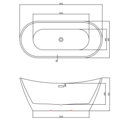 WANNA WOLNOSTOJĄCA RICA 513D BIAŁA PRZELEW BIAŁY POŁYSK 180x80 CM RICA-513D-P-WH
