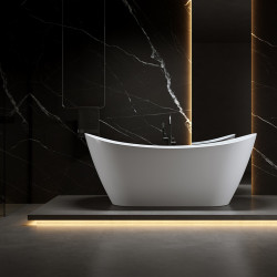 WANNA WOLNOSTOJĄCA RICA 513C BIAŁA PRZELEW CHROM 170x75 CM RICA-513C-170X75