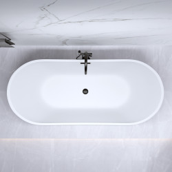 WANNA WOLNOSTOJĄCA RICA 513B CZARNA PRZELEW CZARNY 160x75 CM RICA-513B-BL-P-BL