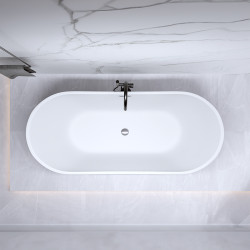 WANNA WOLNOSTOJĄCA RICA 513B CZARNA PRZELEW CHROM 160x75 CM RICA-513B-BL-160X75