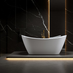 WANNA WOLNOSTOJĄCA RICA 513B BIAŁA PRZELEW ZŁOTY 160x75 CM RICA-513B-P-GL
