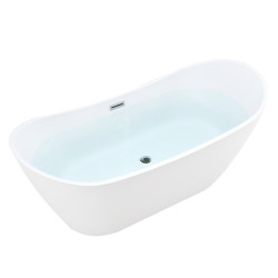 WANNA WOLNOSTOJĄCA RICA 513B BIAŁA PRZELEW CHROM 160x75 CM RICA-513B-160X75