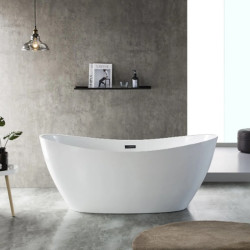 WANNA WOLNOSTOJĄCA RICA 513B BIAŁA PRZELEW CHROM 160x75 CM RICA-513B-160X75