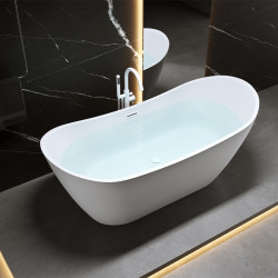 WANNA WOLNOSTOJĄCA RICA 513B BIAŁA PRZELEW BIAŁY POŁYSK 160x75 CM RICA-513B-P-WH