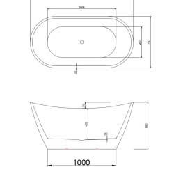 WANNA WOLNOSTOJĄCA RICA 513A CZARNA PRZELEW CZARNY 150x75 CM RICA-513A-BL-P-BL