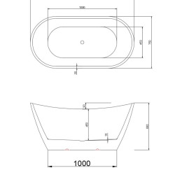 WANNA WOLNOSTOJĄCA RICA 513A BIAŁA PRZELEW ZŁOTY SZCZOTKOWANY 150x75 CM RICA-513A-P-GL-BR